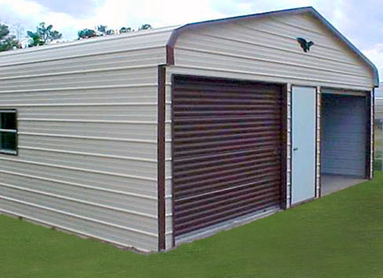 Advantage Deluxe metal garage with two bays and middle door