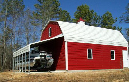 Red barn with rear lean-to